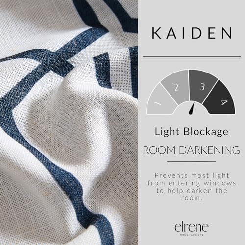 Threadmade Kaiden Geometric Room Darkening Window Curtain, Indigo - 52" W x 95" L - color: Indigo, size: 52"W x 95"L (Pack of 1)