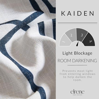 Threadmade Kaiden Geometric Room Darkening Window Curtain, Indigo - 52" W x 84" L - color: Indigo, size: 52"W x 84"L (Pack of 1)