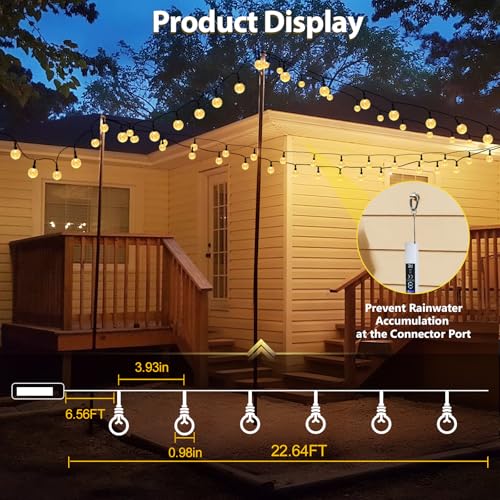 SeaShine Rechargeable String Lights, Battery Operated String Lights 22FT *2 - size: 22 FT *2PACK