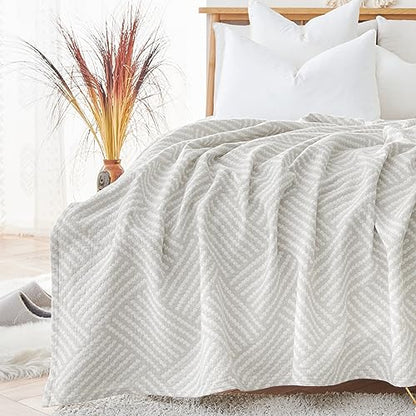 jinchan 100% Cotton Muslin Blanket Twin Boho Throw Blanket 50x60 Stone Gray - color: B. Square Grey, size: 50"x60"