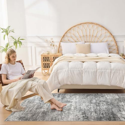 DMOYEST 3x8 Washable Runner Rug for Hallway Abstract Soft Carpet Runner - color: Grey, size: 3' x 8' (Runner)