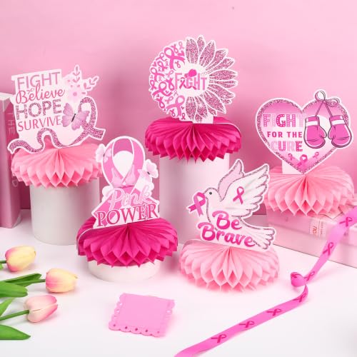 10Pcs Breast Cancer Awareness Honeycomb Centerpieces for Table - style: Breast Cancer Awareness Style