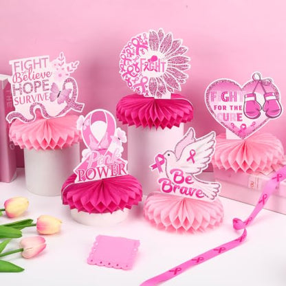 10Pcs Breast Cancer Awareness Honeycomb Centerpieces for Table - style: Breast Cancer Awareness Style