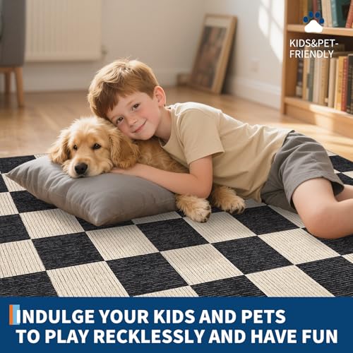 Garvee Large Rugs for Living Room 10x13 Modern Rug Washable Rugs, Black - color: Checkered - Black, size: 10' x 13' (Rectangular)