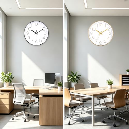 2 Pack Black&Gold Wall Clock 12 Inch Silent Wall Clocks Battery Operated - color: 2 Pack - Black & Gold, size: 12 Inch