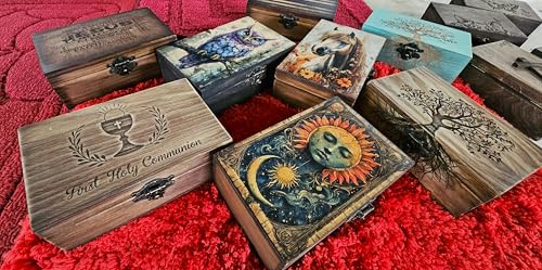 Celestial Sun & Moon Tarot Box | Astrology Sun and Moon Design Jewelry Trinket Keepsake Fengshui Lucky Talisman Storage Box | Gift Idea, Tarot Lover Ornaments for Home Decor (7TCS2)