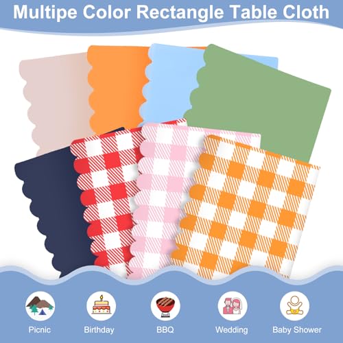NatNarr 6 Pcs Light Blue Tablecloth, Scalloped Baby Blue Table Cloths - color: Light Blue, size: 6 Pack