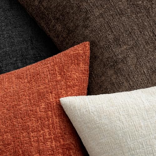 MIULEE Fall Couch Pillow Covers Textured Chenille 18x18 Brown - color: Brown, size: 18" x 18" (Pack of 2)