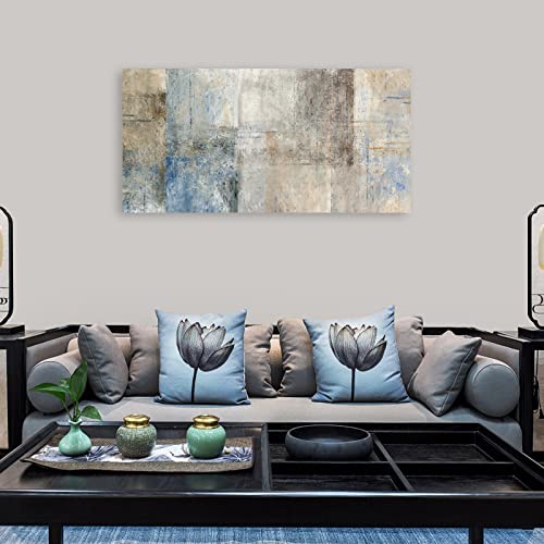 yearainn Large Abstract Canvas Wall Art for Living Room Wall Decor Brown Abstract Canvas Prints Artwork Blue Abstract Canvas Pictures for Bedroom Home Office Wall Decorations Ready to Hang 29" X 58" - color: Brown Blue Abstract Print, size: 58"L x 29"W
