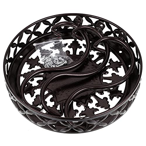 OwnMy Brown Metal Round Plant Stand Indoor Outdoor Iron Flower Pot Holder - color: Dark Brown