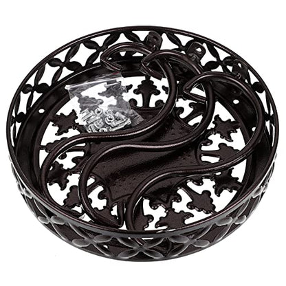 OwnMy Brown Metal Round Plant Stand Indoor Outdoor Iron Flower Pot Holder - color: Dark Brown