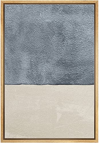 IDEA4WALL Framed Canvas Print Wall Art Mid-Century Watercolor Blue Gray Color Block Abstract Shapes Illustrations Modern Art Decorative Relax/Calm for Living Room, Bedroom, Office - 16"x24" Natural - color: A01-04-m45, size: 24"L x 16"W