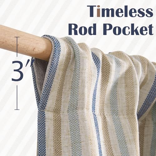 jinchan Stripe Linen Kitchen Valance Curtain, 50x18, 1 Panel, Multi Blue - color: Boxter Striped | Multi Blue on Linen, size: 50"W x 18"L (Pack of 1)