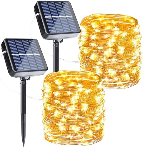 Joomer Solar Fairy Lights, 2-Pack Total 80FT 240LED Lights, Warm White - color: Warm White, size: 2*120LED