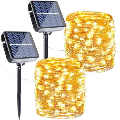 Joomer Solar Fairy Lights, 2-Pack Total 80FT 240LED Lights, Warm White - color: Warm White, size: 2*120LED