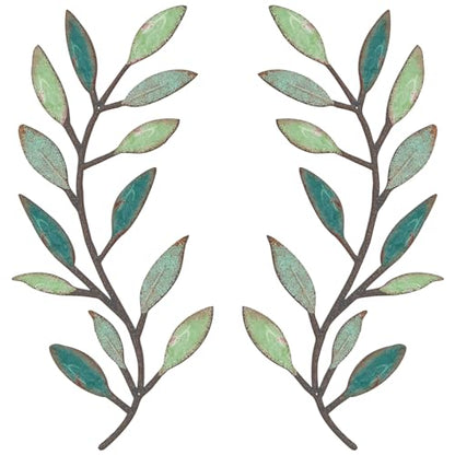 Zhengmy 2 Pcs Metal Leaf Wall Art Vine Branch Decor,Gradient Green - color: Gradient Green