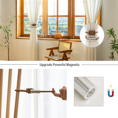 Curtain Tiebacks Magnetic Decorative Rope Tie Backs Holdbacks Contoeey - color: Khaki