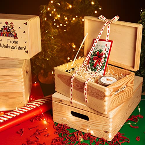 Creative Deco XL Wooden Storage Box with Hinged Lid - color: Beige, size: XL | Handles