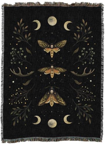 Pure Country Weavers Death Head Moth Blanket by Episodic Drawing- Fantasy Gift Tapestry Throw Woven from Cotton - Made in The USA (72x54) - color: Death Head Moth, size: 72x54