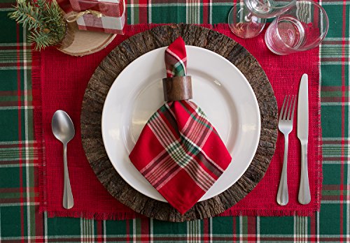 DII 100% Jute/Burlap Rustic Weave Placemats, Set, 13x19 inch Tango Red - color: Solid Tango Red, size: Placemat Set, 13x19"