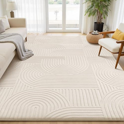 Sour Lemon 10x14 Area Rugs for Living Room Bedroom, White Rug Large Carpet - color: Milky White, size: 10' x 14' (Rectangular)