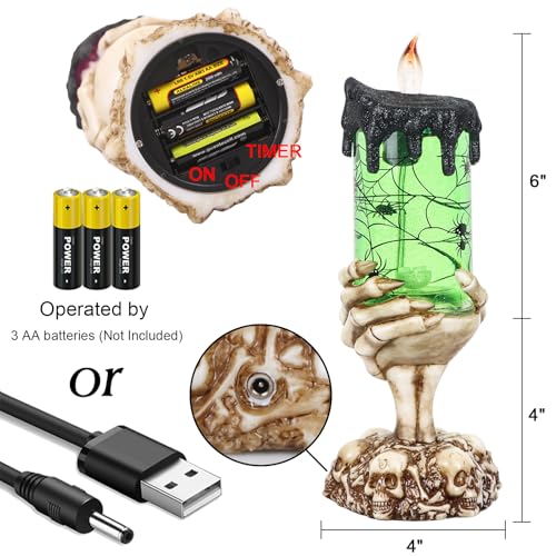 Eldnacele Spider Snow Globe Flameless Candle Battery Operated with Timer - color: 3-spider Skeleton Hand