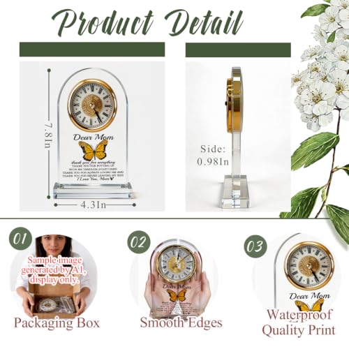 WKYAER Acrylic Desk Clock for Mom, Sentimental Keepsake with Heartfelt Message, Thank You Mom for Everything, Family Appreciation Gift, Mother's Day Birthday Gift from Daughter, 4.3 x 7.8 in - color: Gift 17