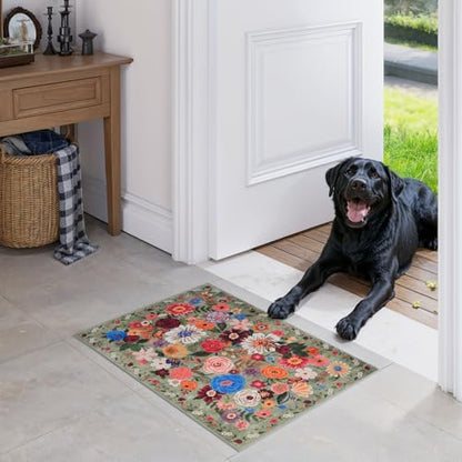 Bath Mat 17x24 Non Slip, Washable Low Pile Area Rug, Green - color: Green, size: 1'4" x 2' (Rectangular)