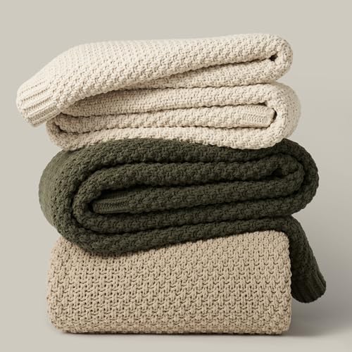 EVERGRACEHOME Chunky Chenille Knit Throw Blanket, 108x92, Olive Green - color: Olive Green, size: 108" X 92"