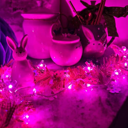 USB & Battery Powered Pink Cherry Blossom Flower String Lights Party Decor - color: Pink