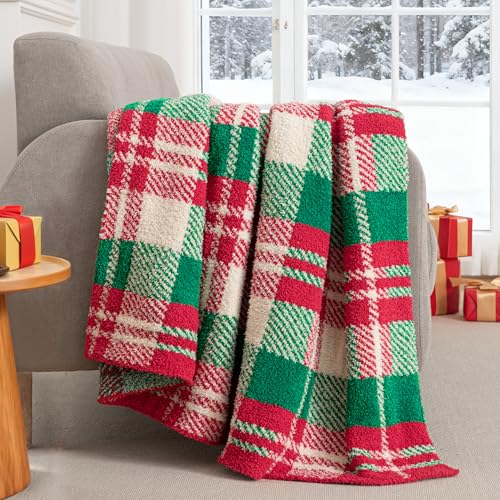 Exclusivo Mezcla Reversible Knit Throw Blanket for Couch, Red and Khaki - color: Red and Khaki, size: Throw (50"x60")