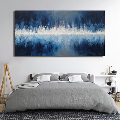 YISXINOAG Deep Blue Abstract Wall Art Modern Calm Cool Tones Canvas 29"X58" - color: deep blue, size: 58"L x 29"W