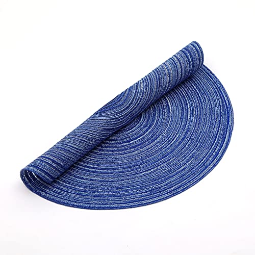 SHACOS Round Braided Placemats Set of 8 Round Table Mats for Dining Tables Washable Fabric Kitchen Table Place Mats (Blue White, 8) - color: Blue White, size: Set of 8
