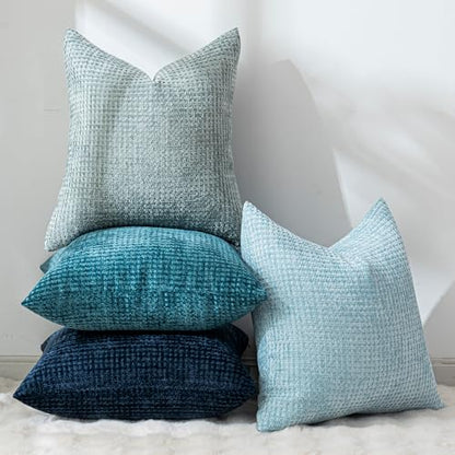 Pack of 4 Throw Pillow Covers 18x18” Boho Cushion Covers for Living Room - color: Blue Series, size: 18" x 18" (Pack of 4)