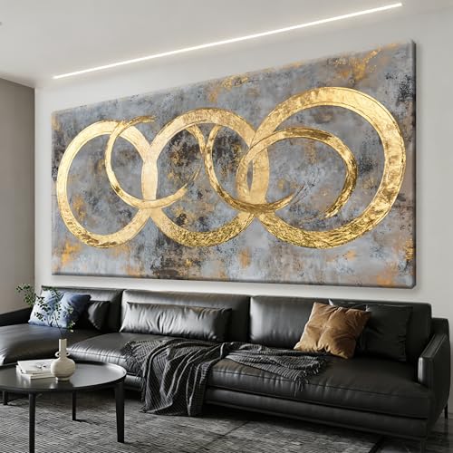 Abstract Gold Circle Wall Art Decor 20"x40" Minimalism Wall Art For Bedroom - color: IU1F, size: 40"L x 20"W
