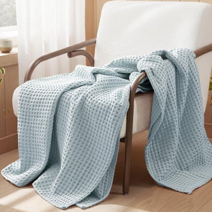 Exclusivo Mezcla 100% Cotton Blanket Full Size for Bed, Ice Blue - color: Ice Blue, size: Full (80" x 90")