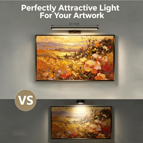 24" Wireless Picture Light, Dimmable Rechargeable Wall Light for Artwork