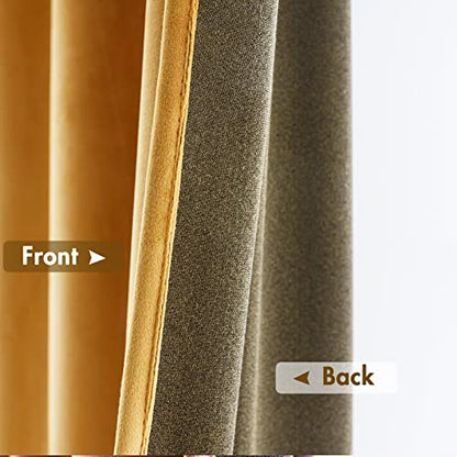MIULEE Mustard Yellow Blackout Velvet Curtains Drapes 63 Inch Long 52"x63" - color: Mustard Yellow, size: 52"W x 63"L (Pack of 2)