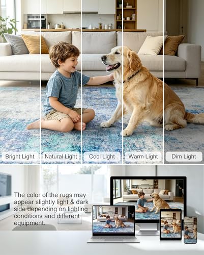 Washable Area Rug Living Room Rugs 10x14 - Neutral Modern Abstract Rugs Soft Carpet with Non Slip Backing for Under Dining Room Table, Bedroom, Home, Office,Light Blue - color: Light Blue/Gray, size: 10' x 14' (Rectangular)