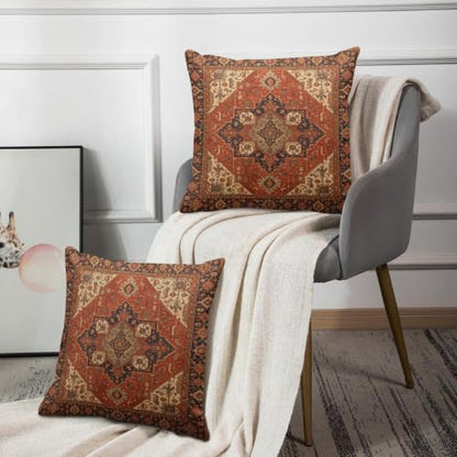 Britimes Throw Pillow Covers Set of 2, 20 x 20 Inch, Aztec Orange Tribal - color: Ethnic Tribal 3, size: 20" x 20" (Pack of 2)