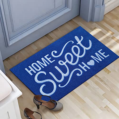 AAZZKANG Blue Door Mat Non Slip Durable Doormat for Outdoor Indoor,Easy to Clean Front Door Welcome Mats for Entrance,Patio - color: Blue, size: 18" x 28" (Rectangular)