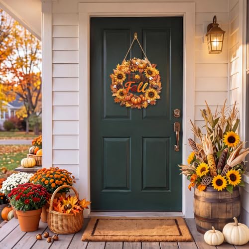 Yalikop Hello Fall Door Sign Wreath Wooden Fall Autumn Decorations Sign - style: Hello Fall