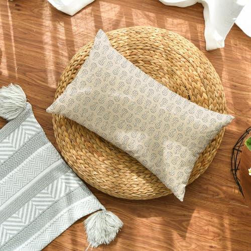 AVOIN colorlife Vintage Floral Boho Throw Pillow Cover, 12 x 20 Inch Modern Farmhouse Bohemia Flowers Ivory Beige Cushion Case Decoration for Sofa Couch Living Room Bedroom Decor - color: Ivory Beige, size: 20" x 12" (Pack of 1)