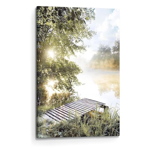 arttitue Lake Canvas Wall Art, Nature Landscape Picture for Living Room - color: Lake 02, size: 24"L x 16"W
