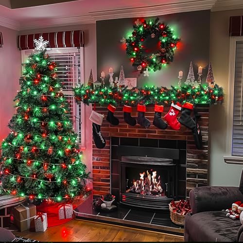 JMEXSUSS 163ft Clear Wire 500 LED Red and Green Christmas Lights - color: Red Green, size: 500 LED