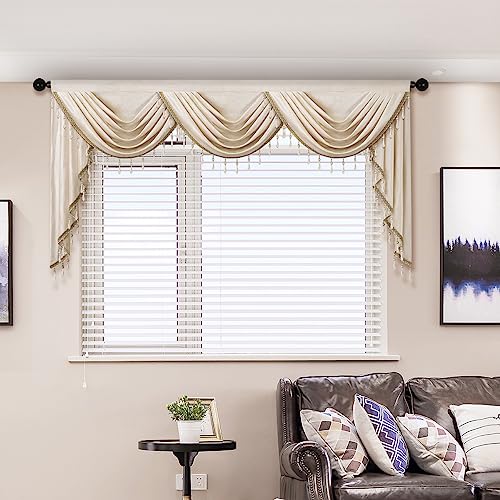 ELKCA Luxury Cream Velvet Curtain Valances for Living Room with Beads(79inch,1 Panel) - color: Cream, size: 79"W x 43"L (Pack of 1)