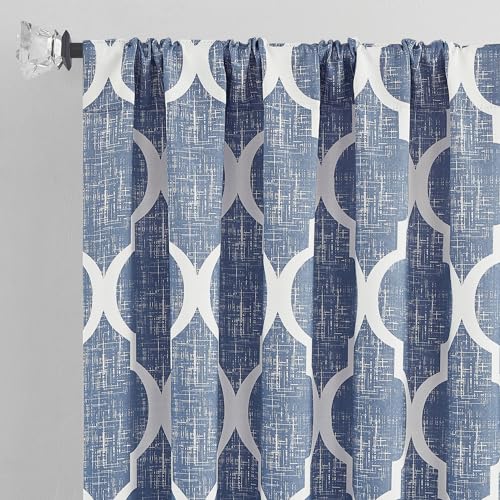 Beauoop Moroccan 100% Blackout Curtains Bedroom Blue 50x63 2 Panels - color: Rod Pocket | Blue, size: 50"W x 63"L (Pack of 2)