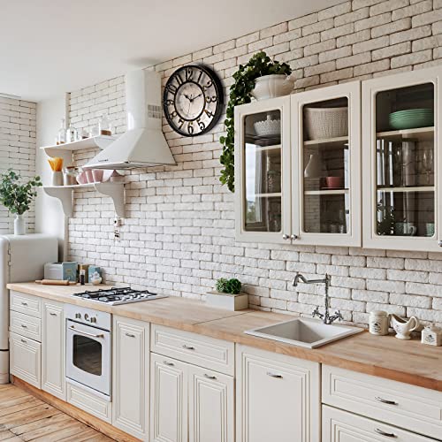 ZOOFOX 12 Inch Retro Wall Clock, Silent Non-Ticking Battery Operated Movement Decorative Round Quartz Wall Clock, Raised 3D Arabic Numeral Clock for Home, Living Room, Kitchen, Office