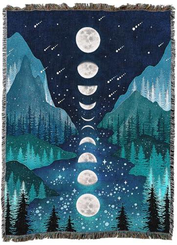 Pure Country Weavers River and Sky by Episodic Drawing - Gift Tapestry Throw Blanket Woven from Cotton - Made in The USA (60X80) - color: River and Sky, size: 60x80