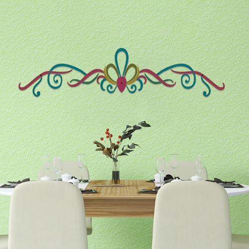 DUOOLN Large Metal Scroll Wall Decor Art, Long Iron Hanging Decoration Sign - color: Minimalist Scroll-Red